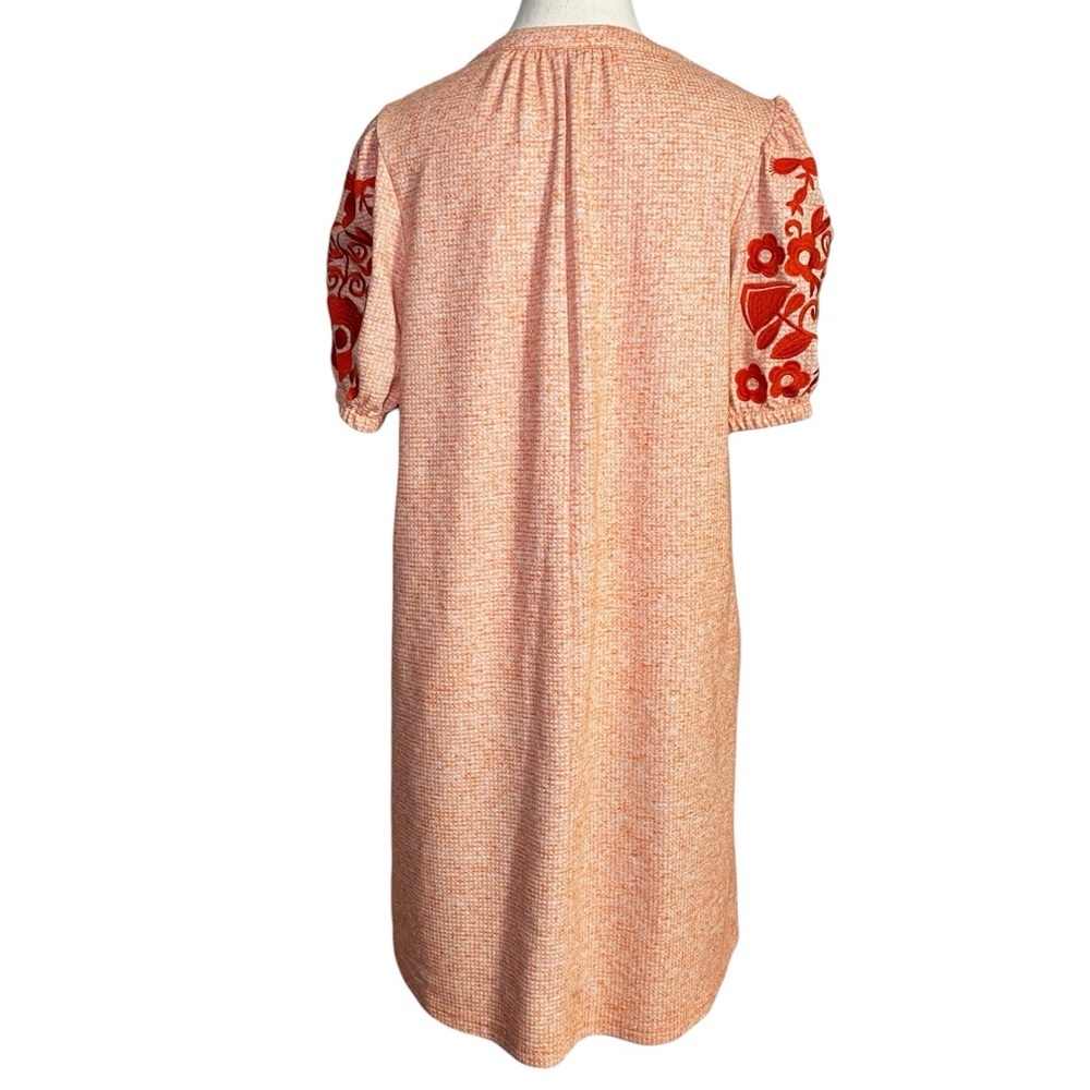 Voy Embroidered Peach Midi Dress - Picture 2 of 15
